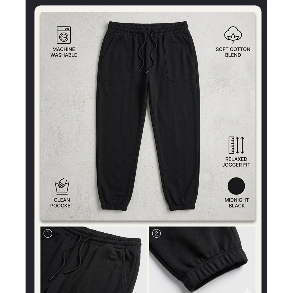 Member's Mark Softest Fleece Jogger Black Sweatpants XXXL DLP2005S